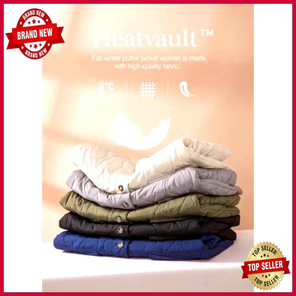 Quilted Puffer Jacket Button Down Casual Leopard … - image 6